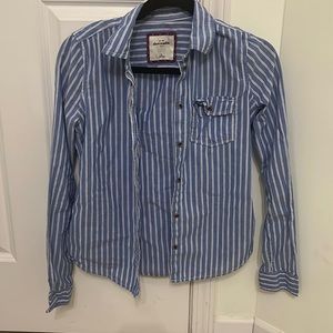 Abercrombie Kids Blue and White Striped Button Up Longsleeve Size XL